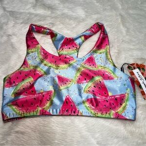 NWT Pineapple clothing “One in a melon” watermelon‎ patterned sports bra